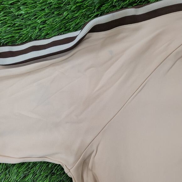 Vintage 90s MOD Track Jacket Large 23x25 Beige Brown - Picture 14 of 16